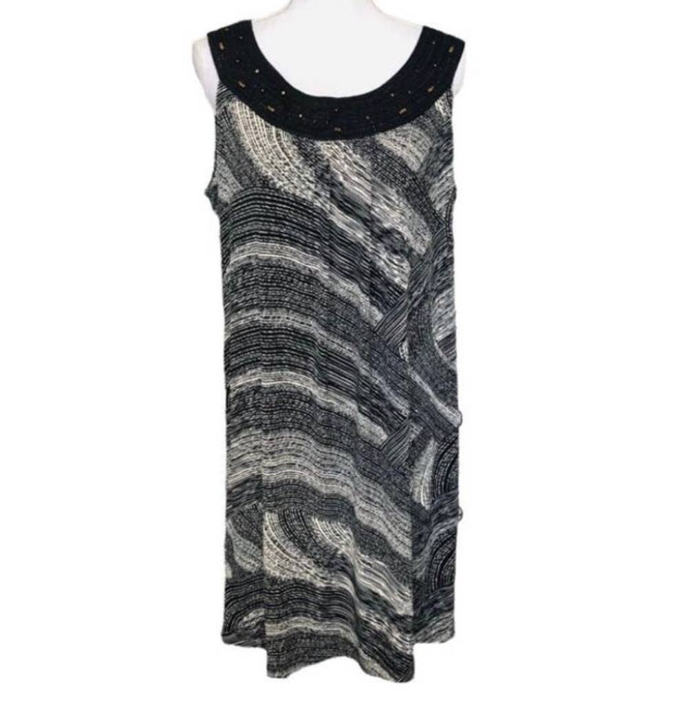 Dana Buchman Black Cream Midi Dress XL